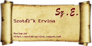 Szoták Ervina névjegykártya